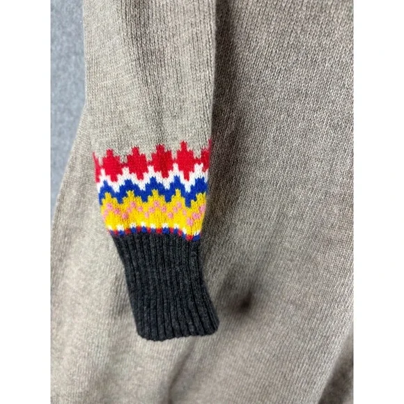 Boden Fair Isle Knit Midi Sweater Dress Wool Alpaca Nordic Melange Taupe Size 2 - Picture 9 of 14